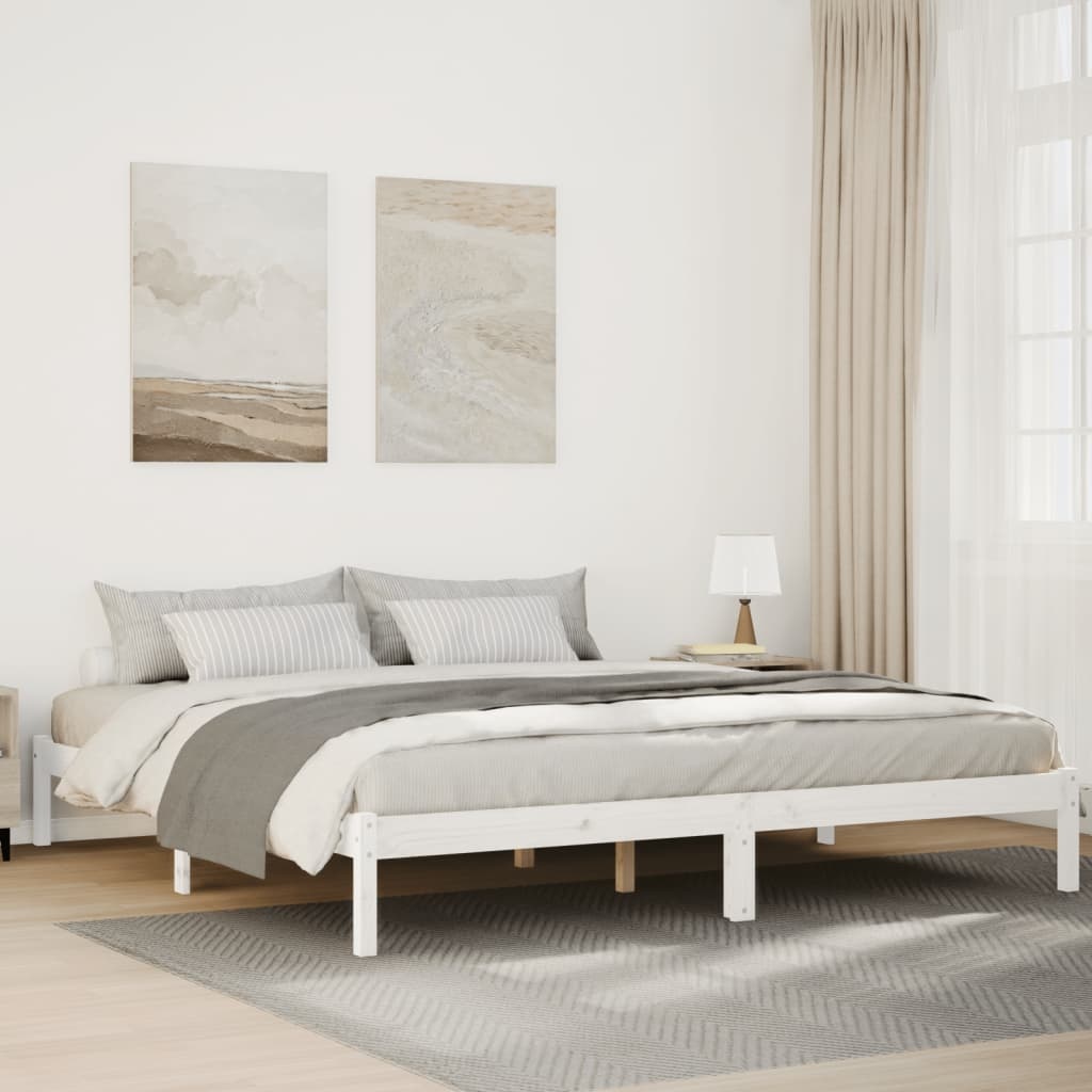 Grenen Bedframe 180x220 Wit - Extra Lang - 35% Korting!