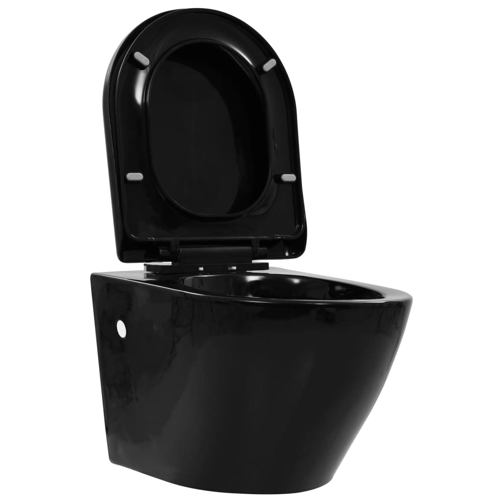 vidaXL Hangtoilet Randloos Zwart - 45% Korting!