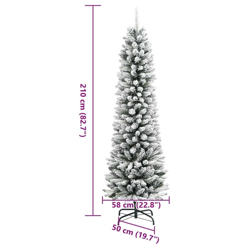 Kunstkerstboom met Sneeuw, Smal 210cm - 35% Korting!