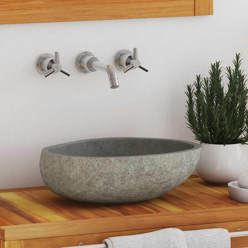 Riviersteen Wastafel Ovaal - Uniek Design - 35% Korting!