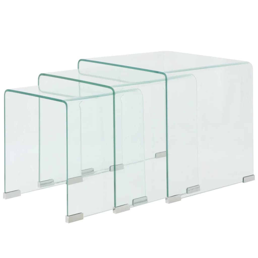 vidaXL Bijzettafel Set 3-dlg Glas -35% Korting!
