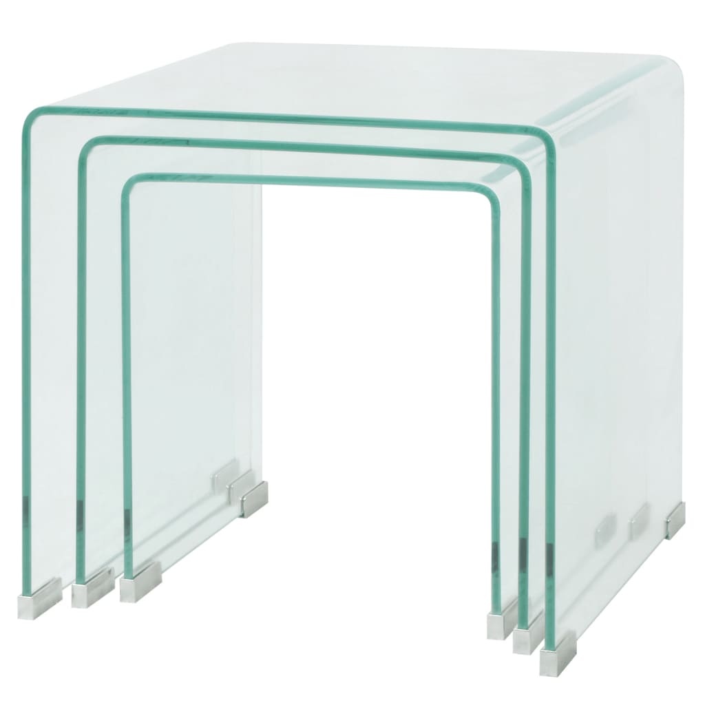 vidaXL Bijzettafel Set 3-dlg Glas -35% Korting!