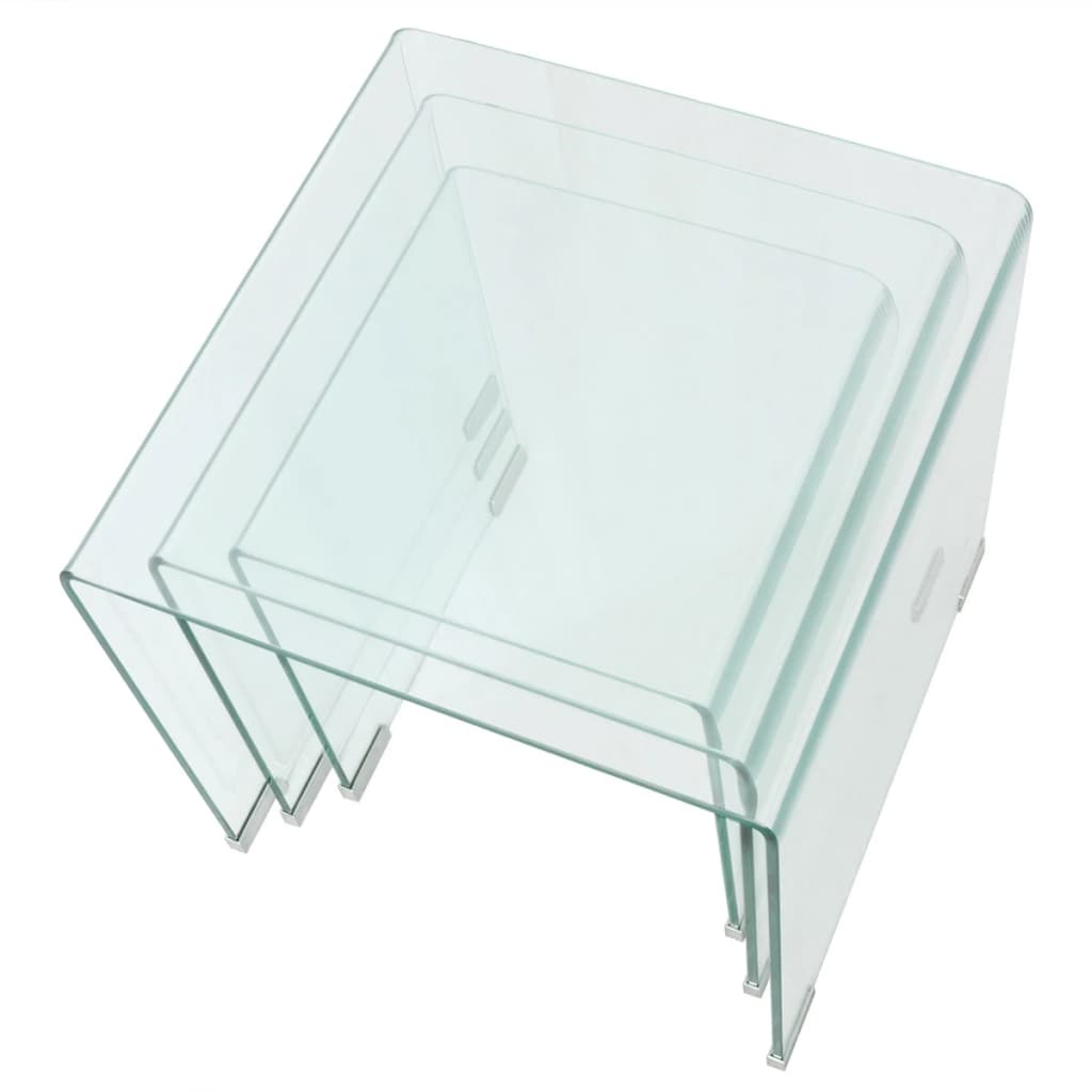 vidaXL Bijzettafel Set 3-dlg Glas -35% Korting!