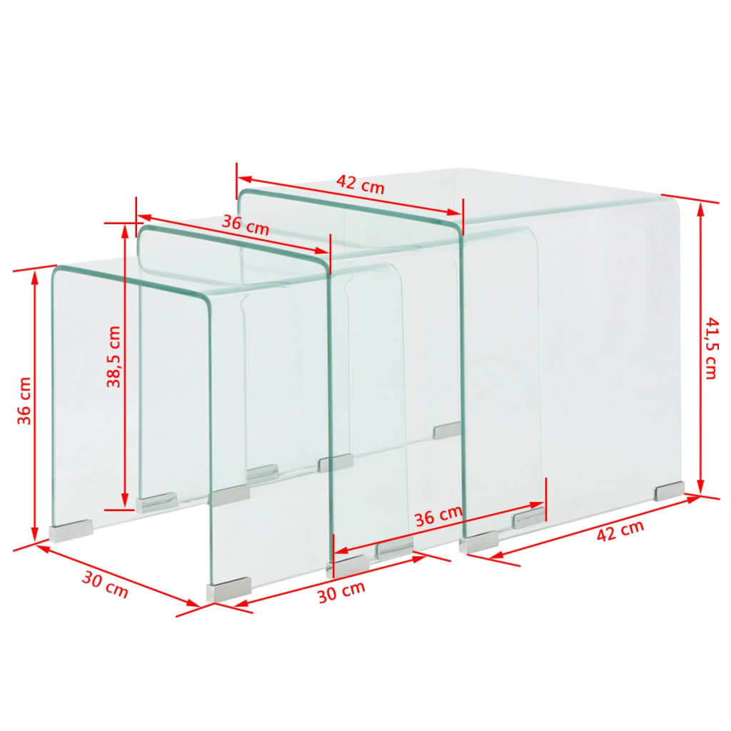 vidaXL Bijzettafel Set 3-dlg Glas -35% Korting!