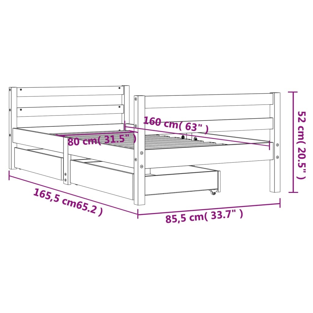 Kinderbedframe 80x160cm Grenenhout Wit - 35% Korting!