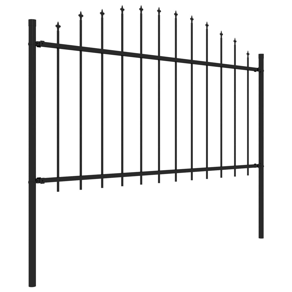 Tuinhek Staal Zwart met Speren - (1,25-1,5)x1,7m - 35% Korting!