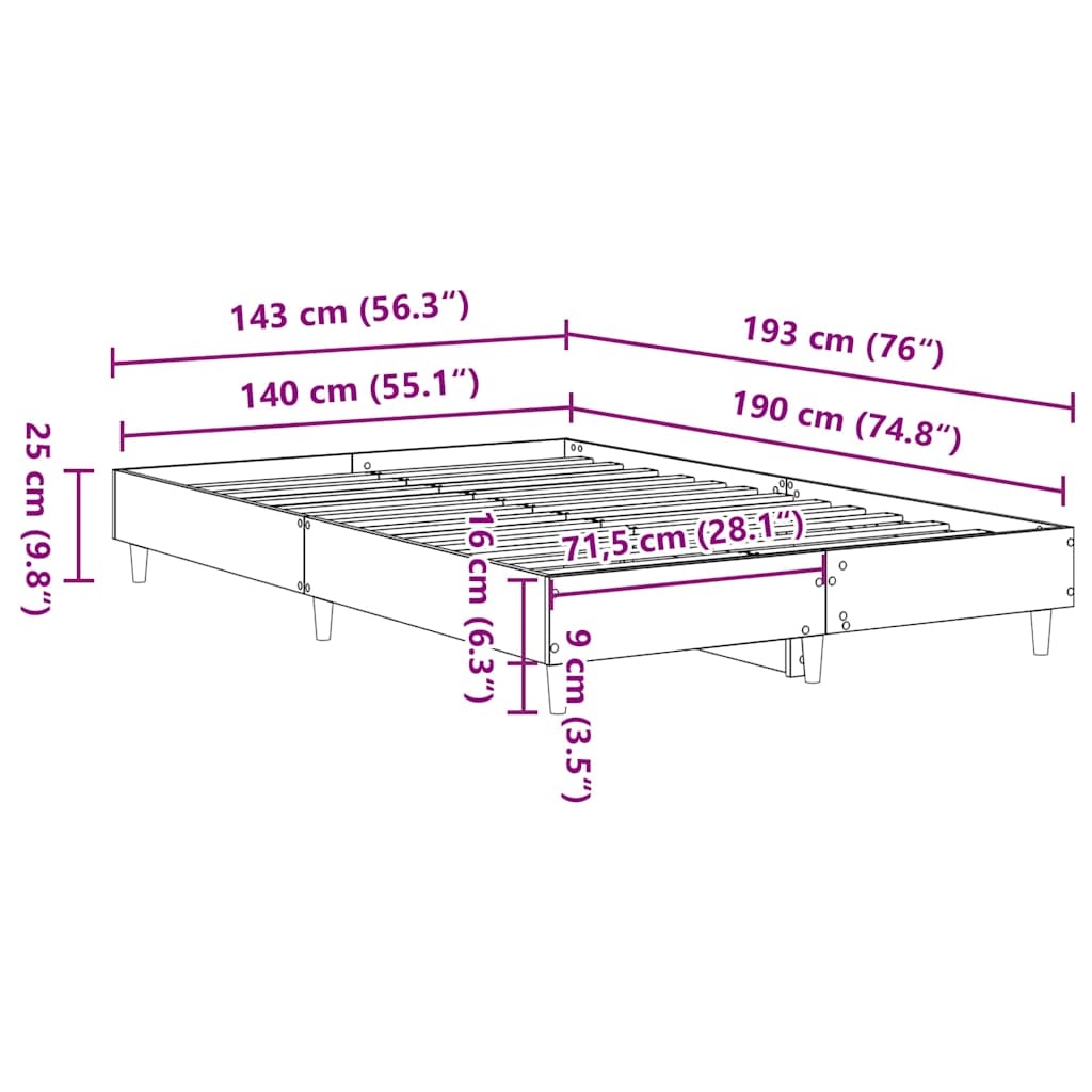 vidaXL Bedframe 140x190 Sonoma Eiken - 35% Korting!