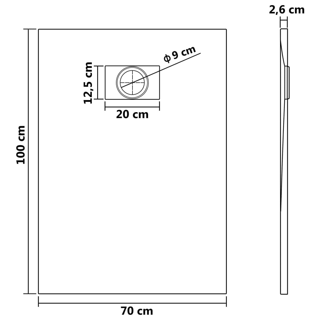 vidaXL Douchebak 100x70 Wit SMC -35%! Krasjes, Topdeal!