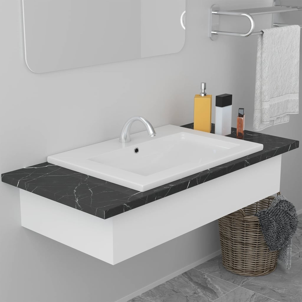 vidaXL Inbouwwastafel Keramiek Wit - 61cm - 35% Korting!