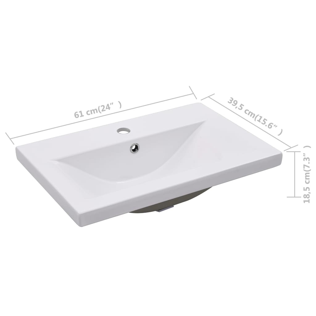 vidaXL Inbouwwastafel Keramiek Wit - 61cm - 35% Korting!