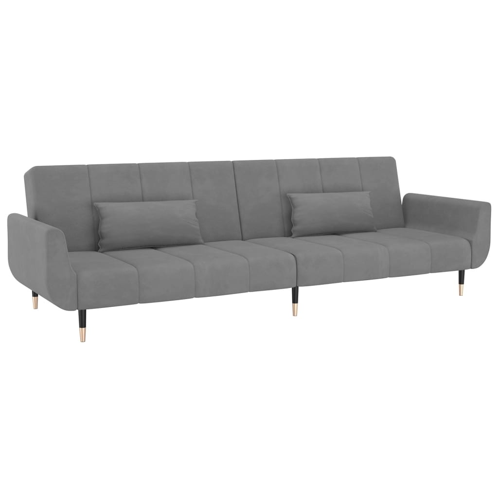 VidaXL Slaapbank Lichtgrijs - 35% Korting! Fluweel & 2 Kussens