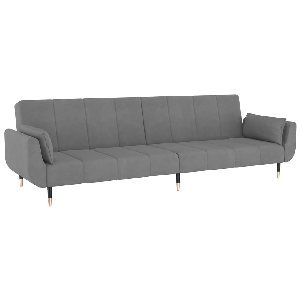 VidaXL Slaapbank Lichtgrijs - 35% Korting! Fluweel & 2 Kussens
