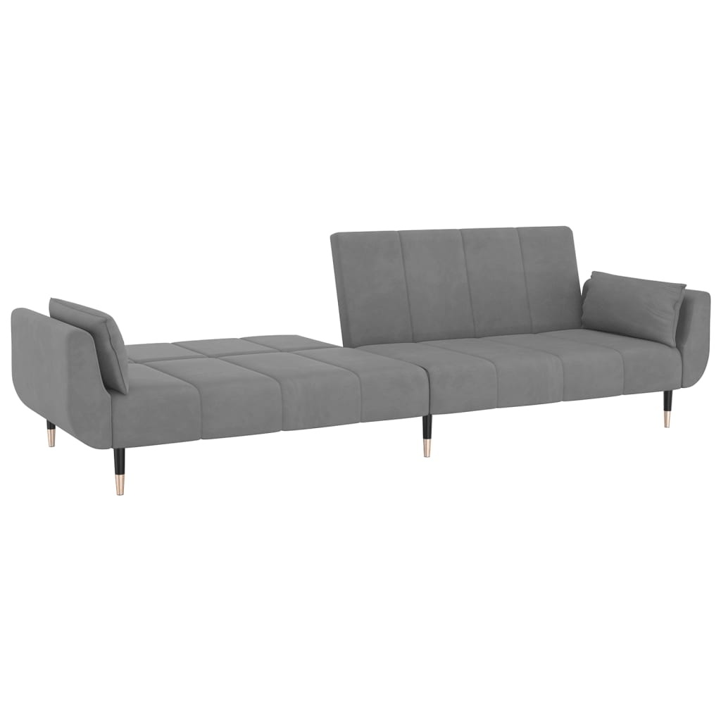 VidaXL Slaapbank Lichtgrijs - 35% Korting! Fluweel & 2 Kussens