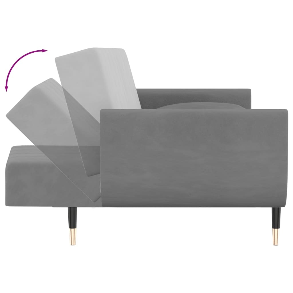 VidaXL Slaapbank Lichtgrijs - 35% Korting! Fluweel & 2 Kussens