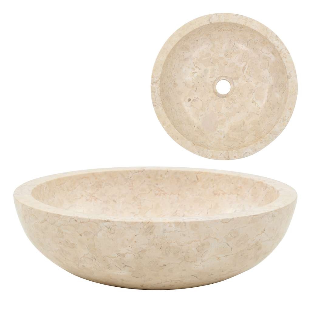 Marmeren Gootsteen Crème 40cm - 35% Korting! Unieke Badkamer Wastafel