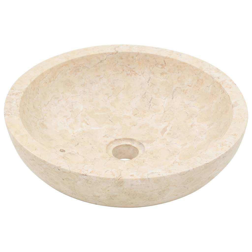 Marmeren Gootsteen Crème 40cm - 35% Korting! Unieke Badkamer Wastafel