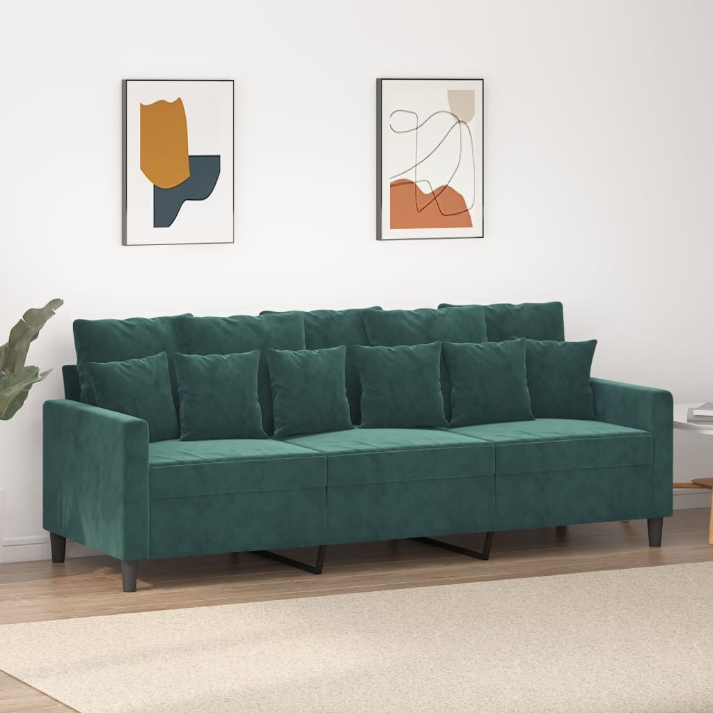 vidaXL 3-zitsbank Fluweel Donkergroen - 35% Korting!