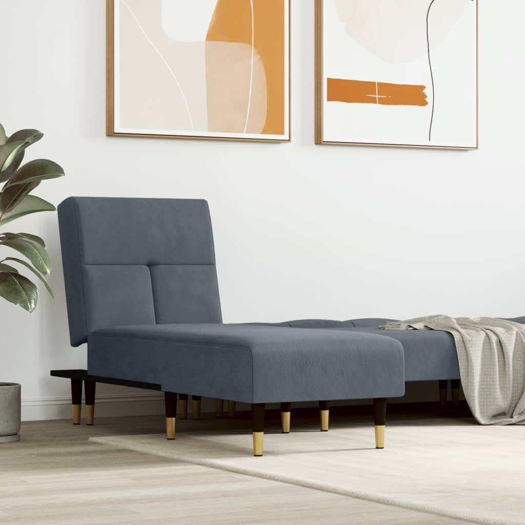 vidaXL Chaise Longue Donkergrijs Fluweel - 35% Korting!