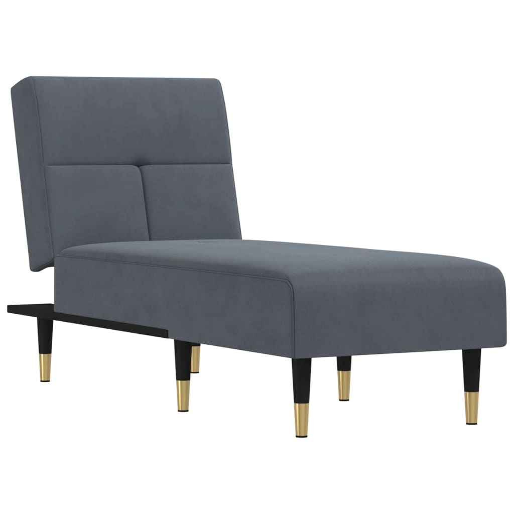 vidaXL Chaise Longue Donkergrijs Fluweel - 35% Korting!