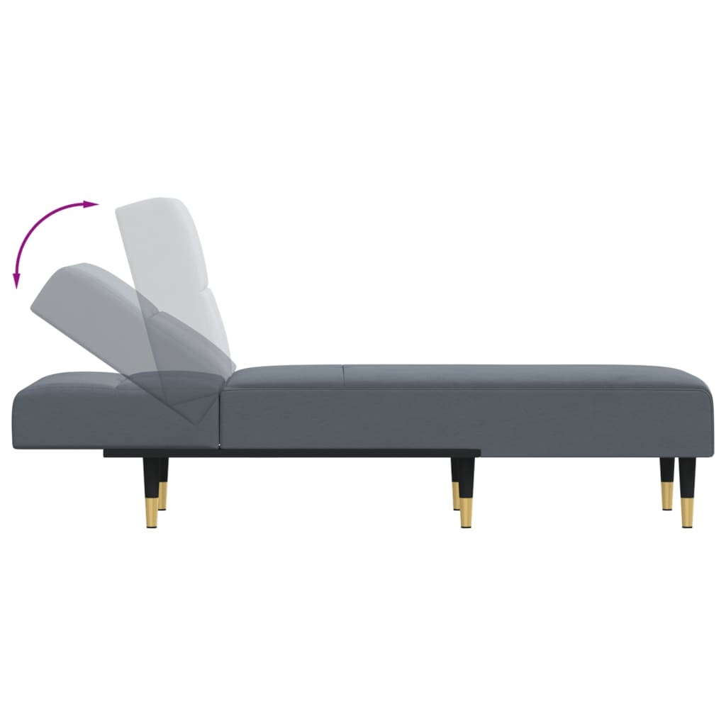 vidaXL Chaise Longue Donkergrijs Fluweel - 35% Korting!