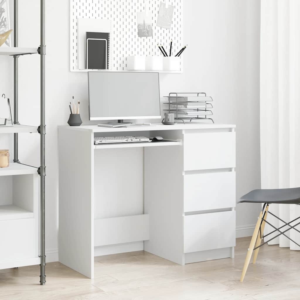 Bureau Wit Bewerkt Hout 90cm - Zo Goed Als Nieuw -35% Korting!