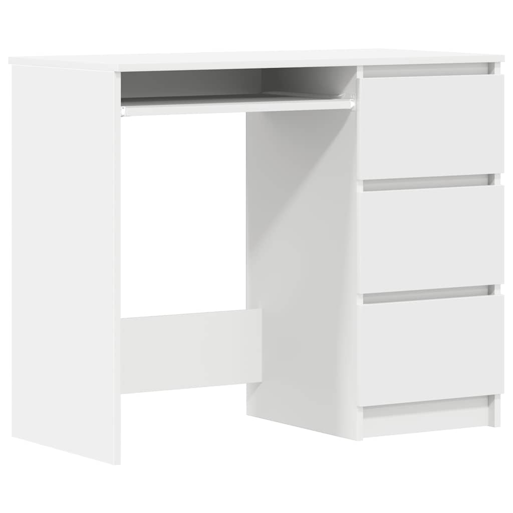 Bureau Wit Bewerkt Hout 90cm - Zo Goed Als Nieuw -35% Korting!