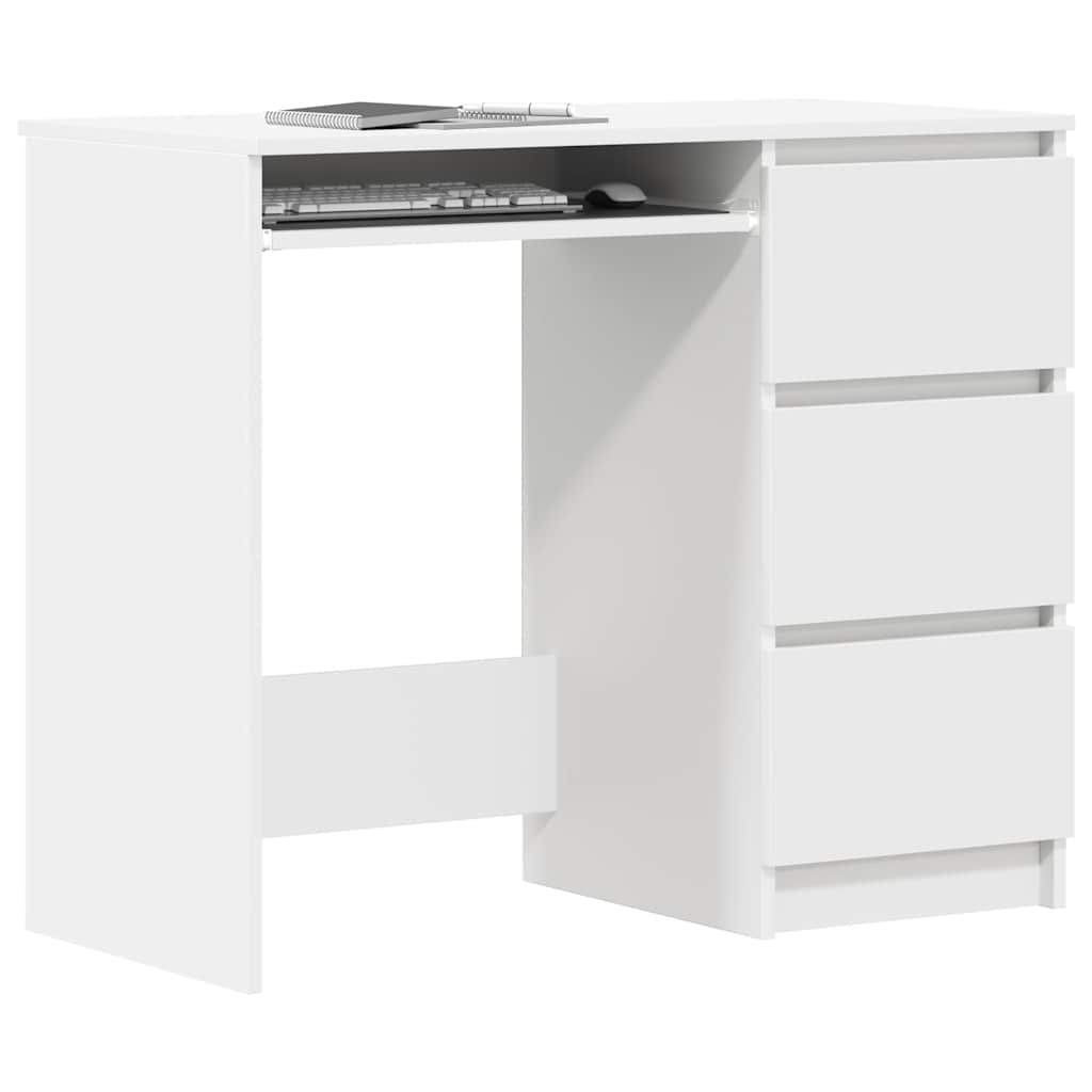 Bureau Wit Bewerkt Hout 90cm - Zo Goed Als Nieuw -35% Korting!