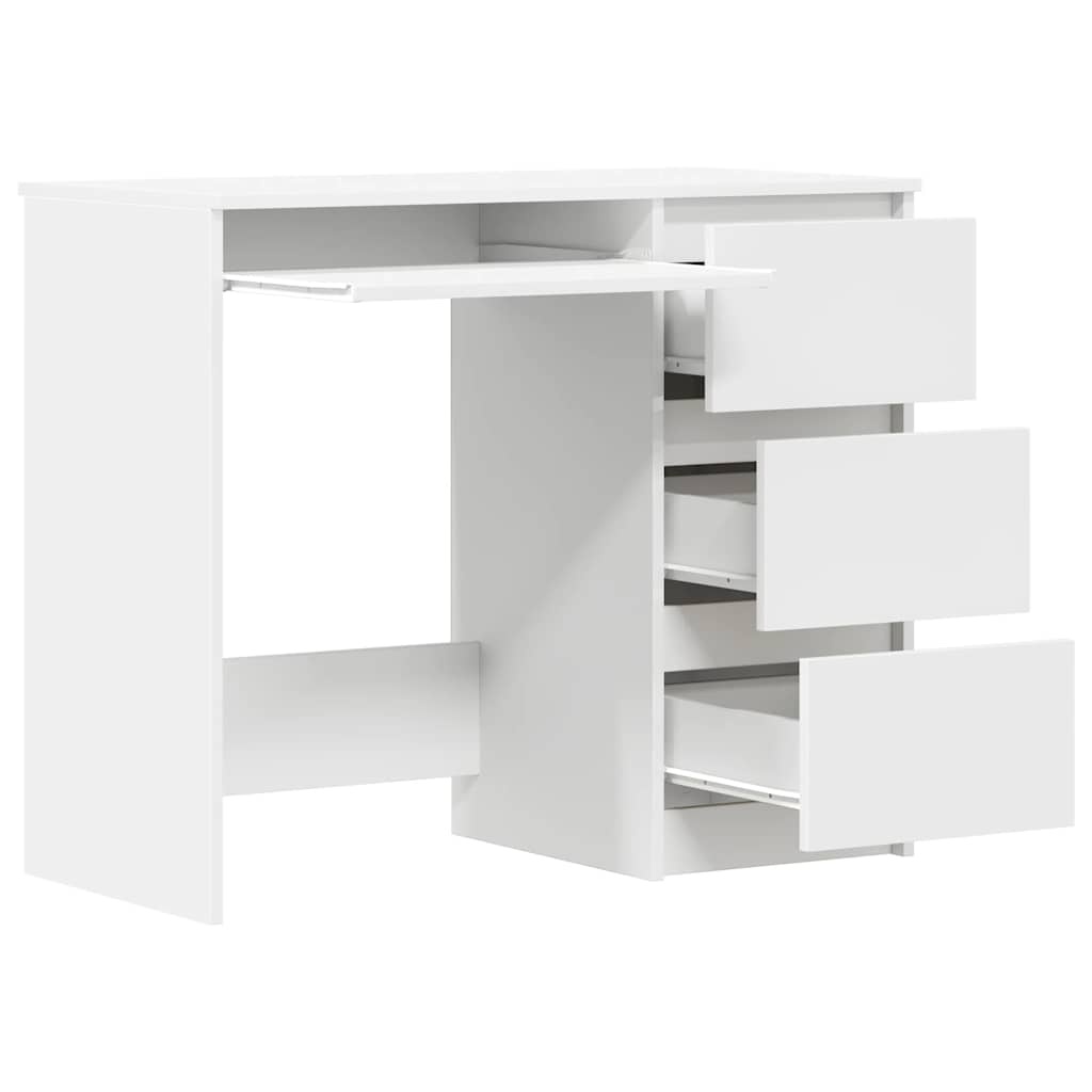 Bureau Wit Bewerkt Hout 90cm - Zo Goed Als Nieuw -35% Korting!