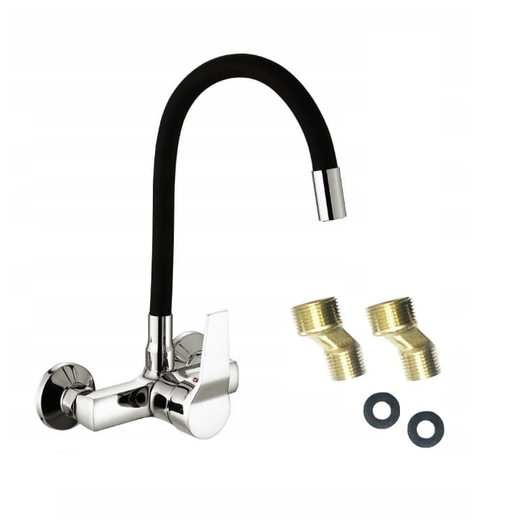 Wand Keukenkraan Zwart Flexibel + Set - 55% Korting!