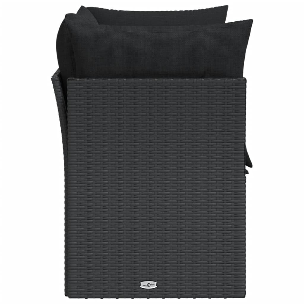 Tuinbank 2-zits zwart rattan met kussens - 35% KORTING!