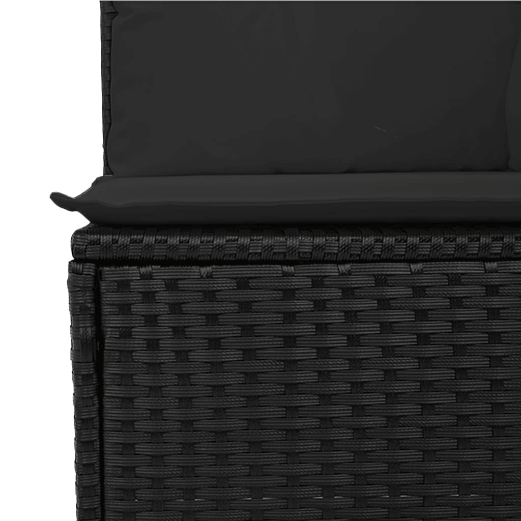 Tuinbank 2-zits zwart rattan met kussens - 35% KORTING!
