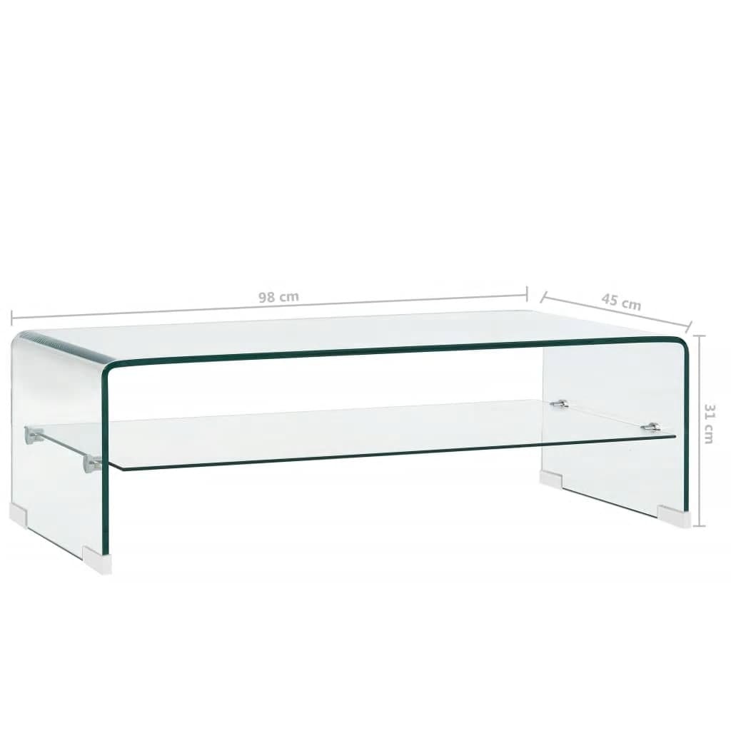 Salontafel Gehard Glas 98x45cm - Transparant - 45% Korting!