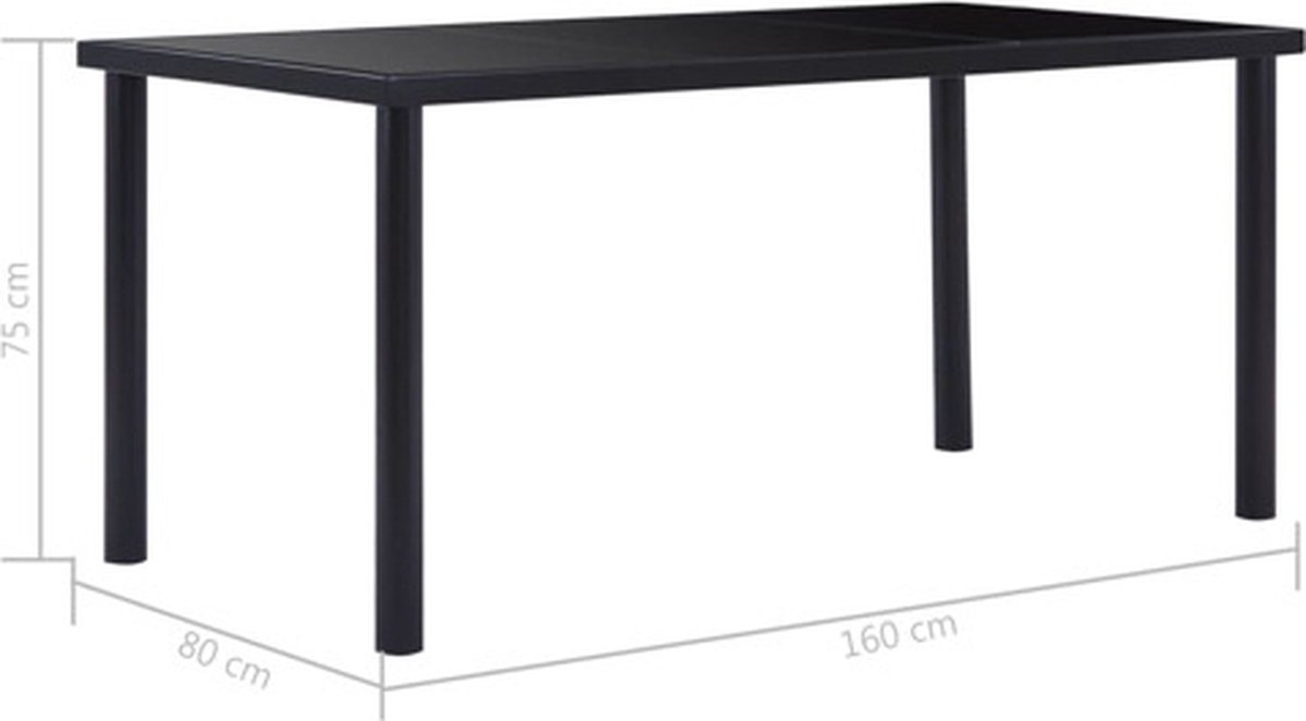 VidaXL Eettafel Glas Zwart 160x80cm -62% Korting! Krasje