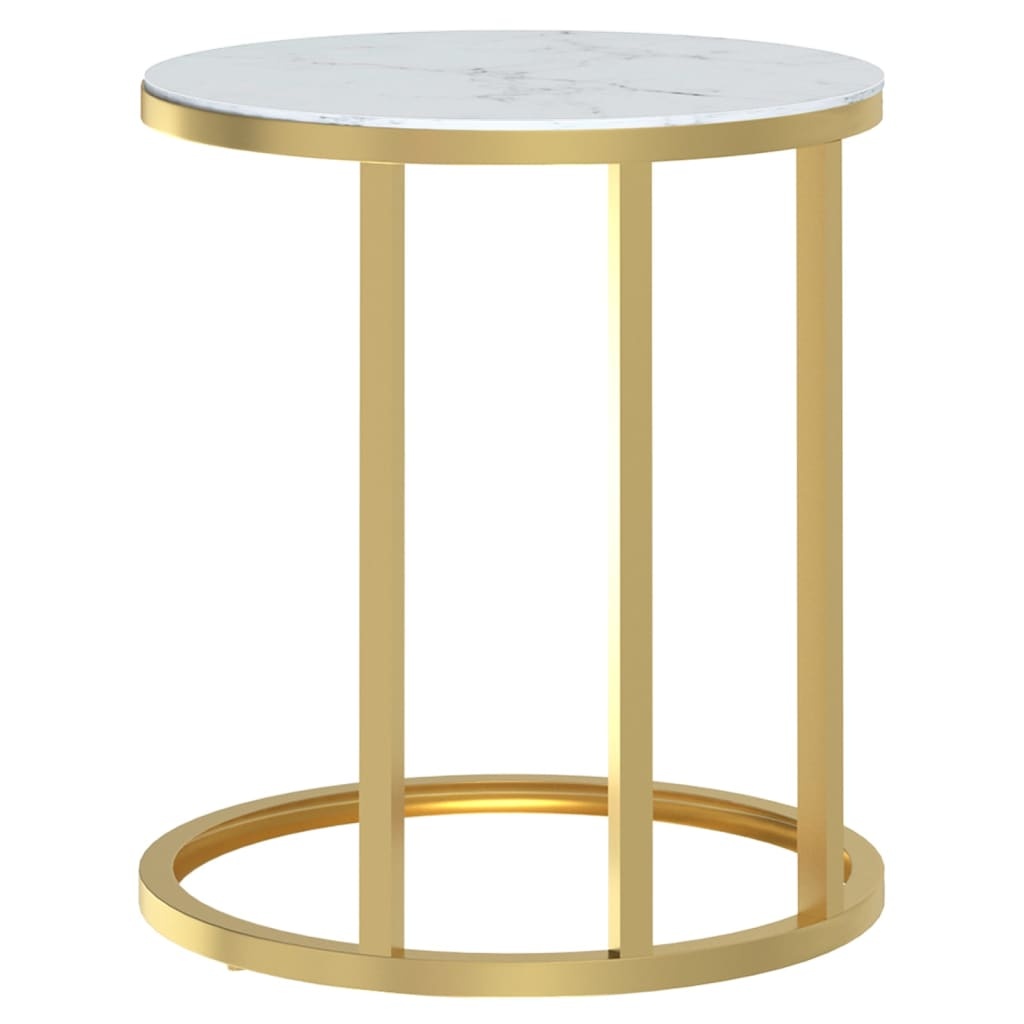 VidaXL Bijzettafel Goud/Witmarmer - 41% Korting!