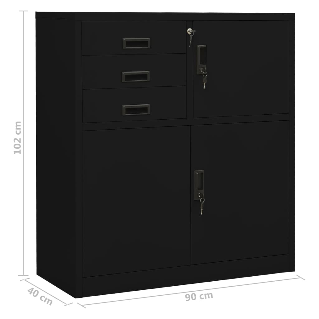 VidaXL Kantoorkast Zwart 90cm - 42% Korting!