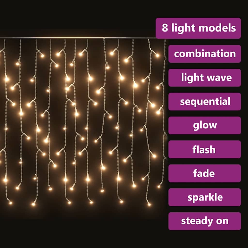 vidaXL LED Lichtgordijn 10m Warmwit - 41% Korting!