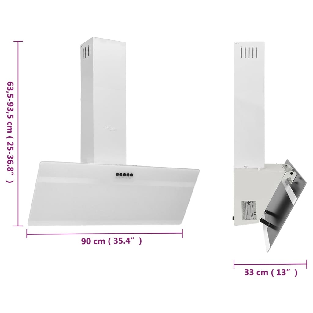 vidaXL Wandafzuigkap 90cm Wit - 47% Korting!