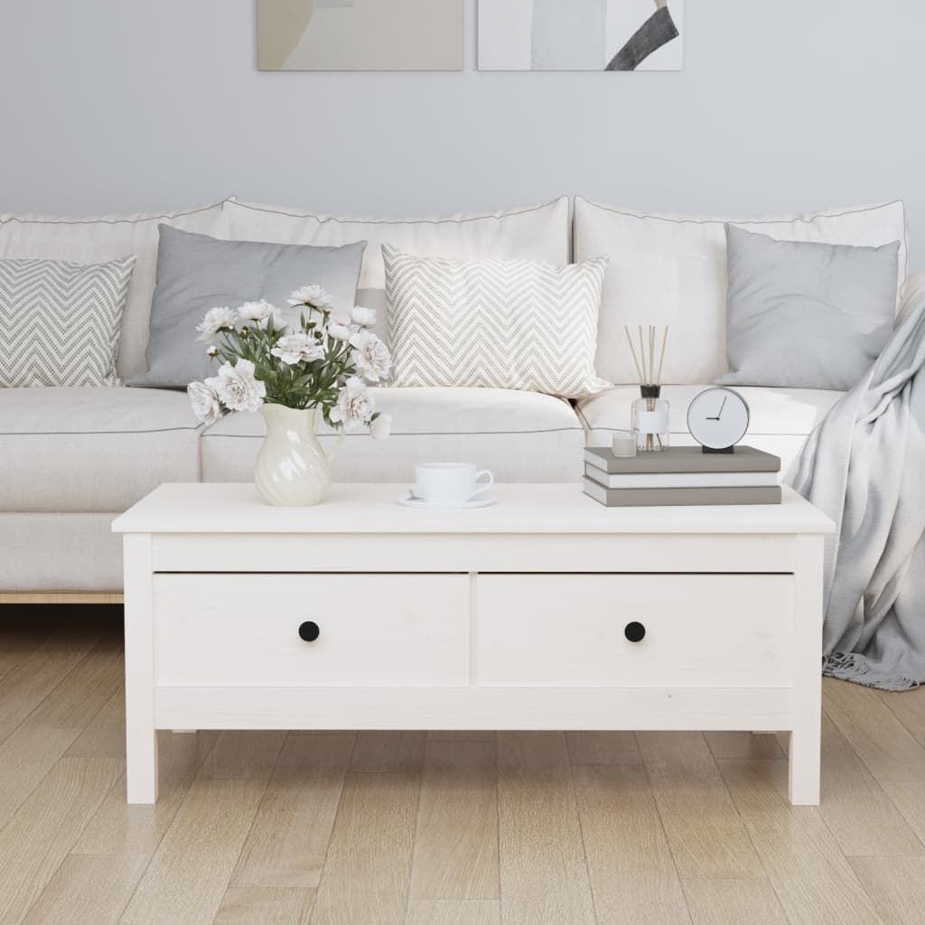 vidaXL Salontafel Grenenhout Wit 100x50cm - 57% Korting!