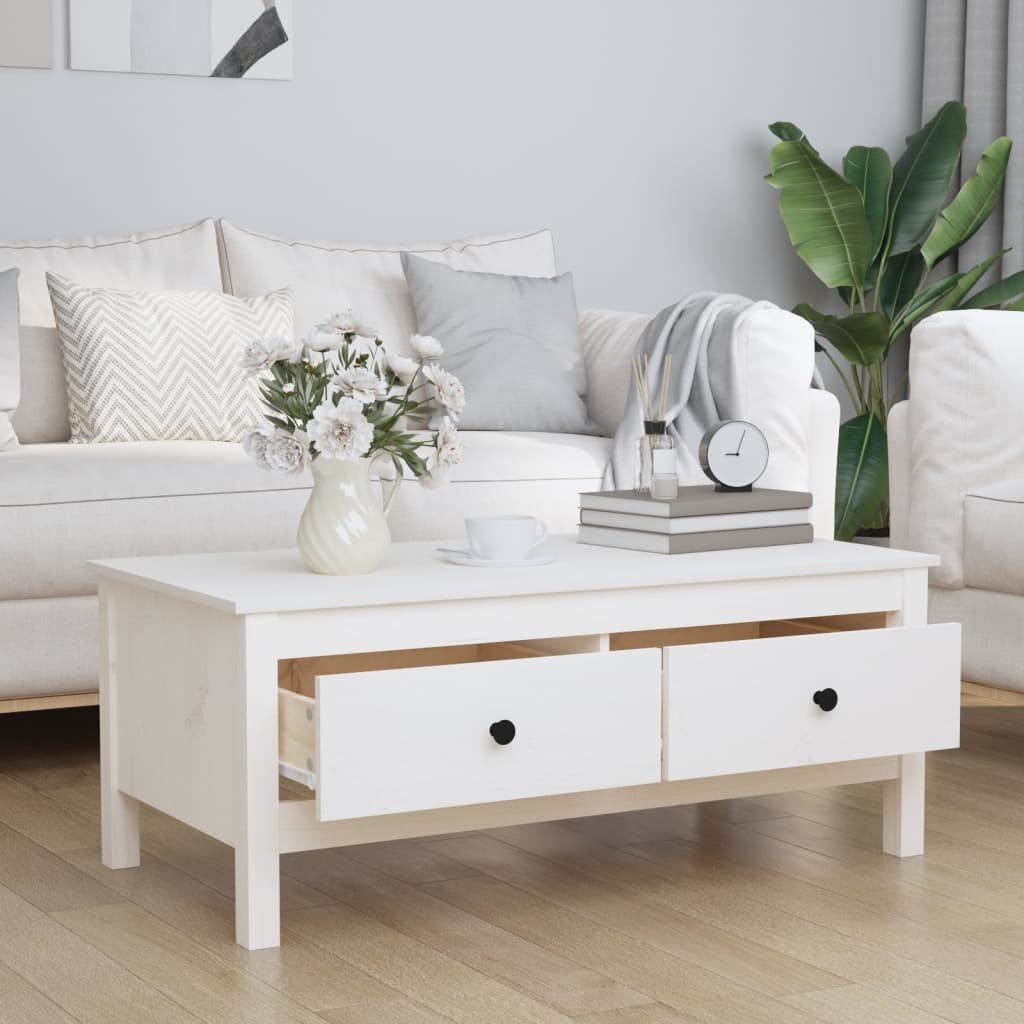 vidaXL Salontafel Grenenhout Wit 100x50cm - 57% Korting!