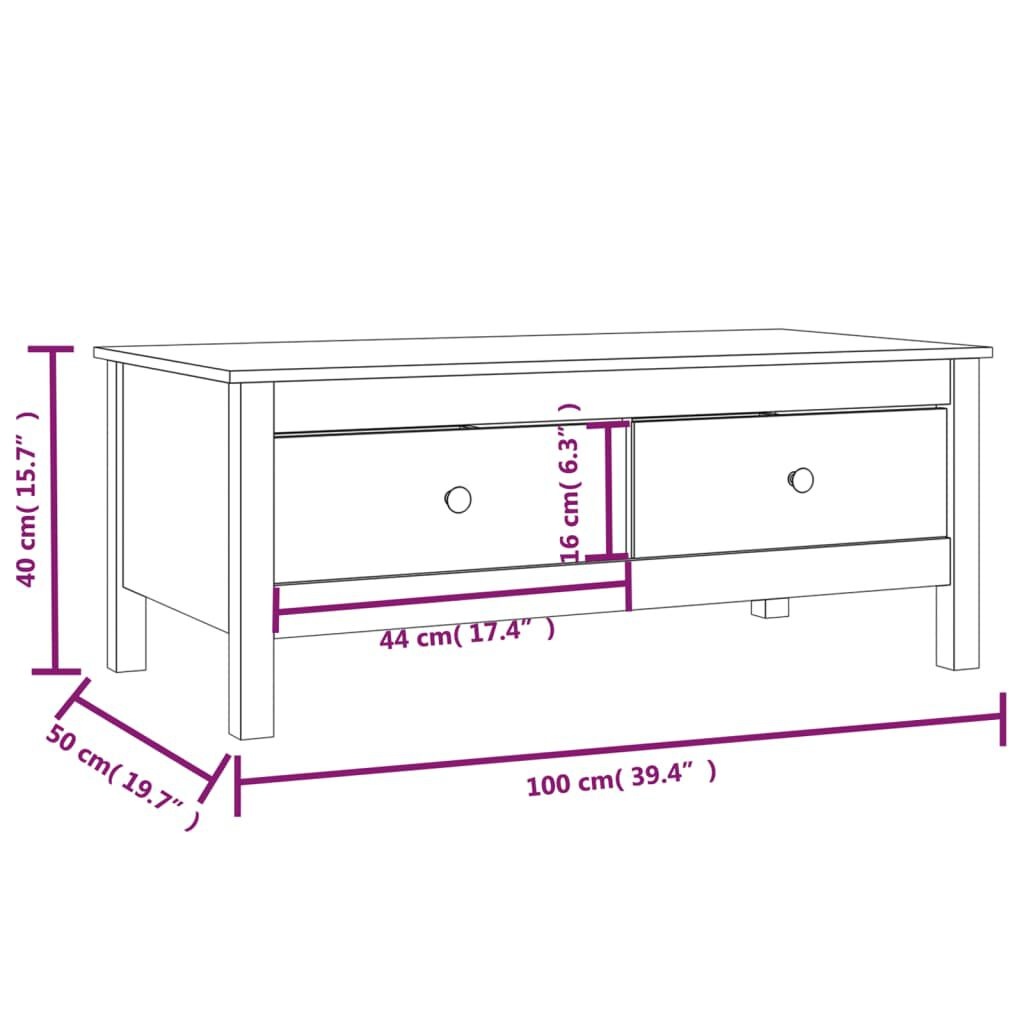 vidaXL Salontafel Grenenhout Wit 100x50cm - 57% Korting!