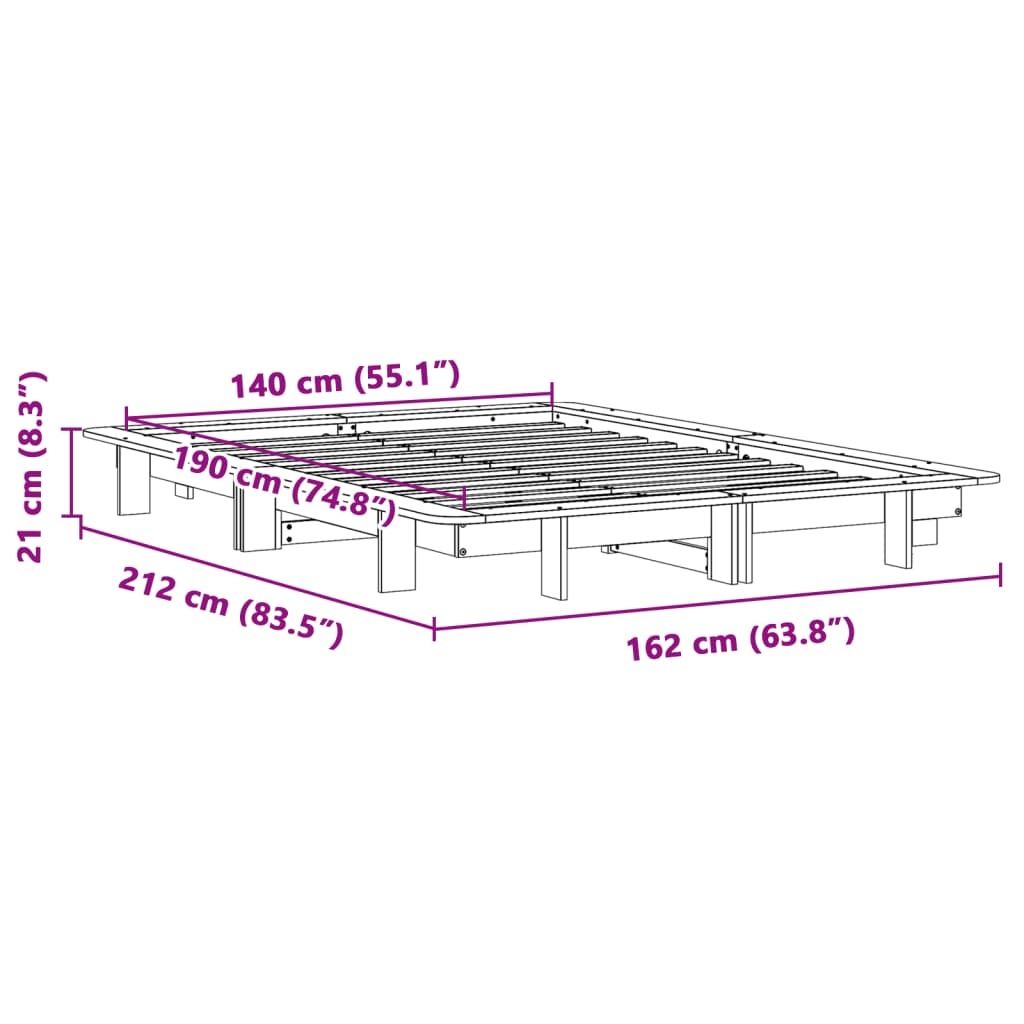 Grenen Bedframe 140x190cm - 55% Korting! (Zonder Matras)