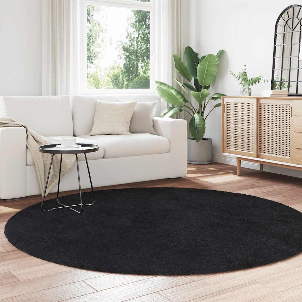 vidaXL Hoogpolig Kleed Zwart 200x200 - 47% Korting!