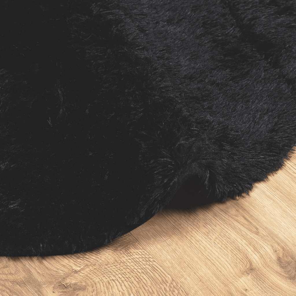 vidaXL Hoogpolig Kleed Zwart 200x200 - 47% Korting!