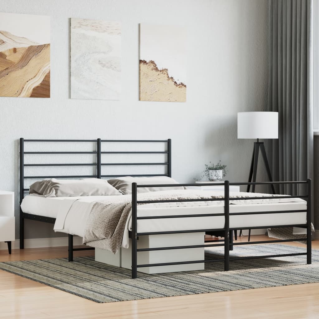 vidaXL Bedframe 140x190 Zwart Metaal -55%! Zo Goed Als Nieuw