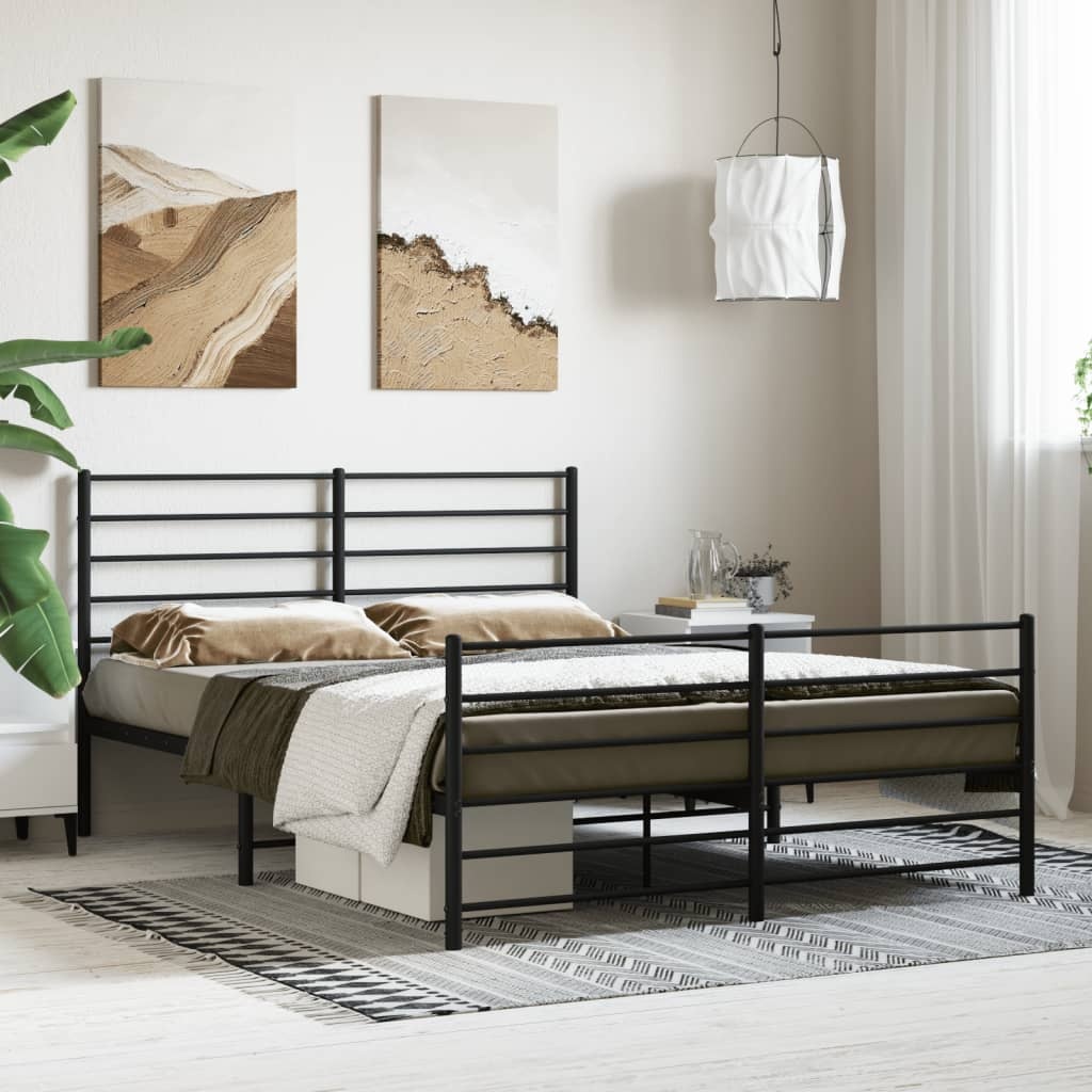 vidaXL Bedframe 140x190 Zwart Metaal -55%! Zo Goed Als Nieuw