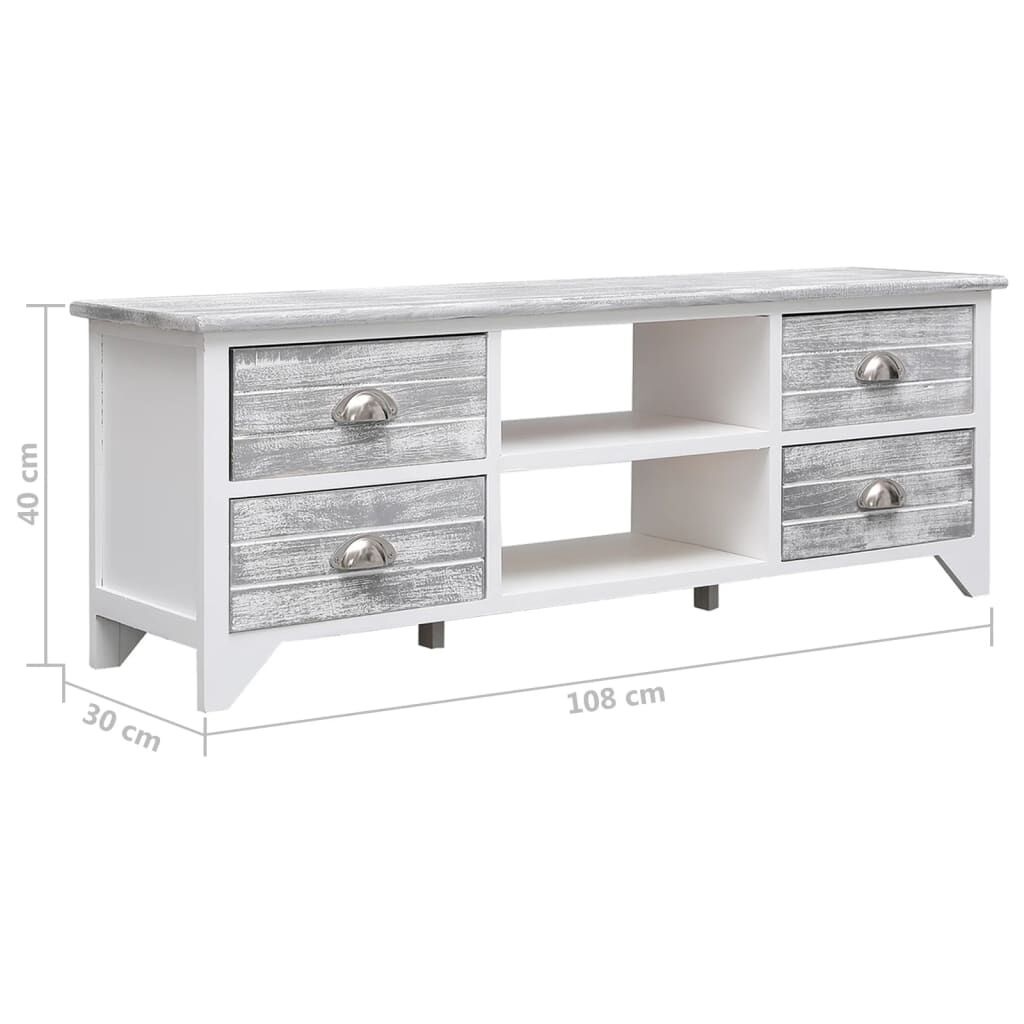 vidaXL TV Meubel Wit/Grijs 108cm - 62% Korting!