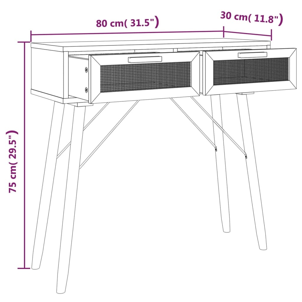 Wandtafel Grenenhout/Rattan 80cm - 47% Korting!
