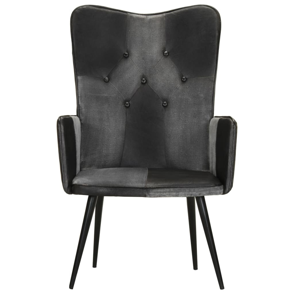 VidaXL Leren Fauteuil Zwart/Grijs - 41% Korting!