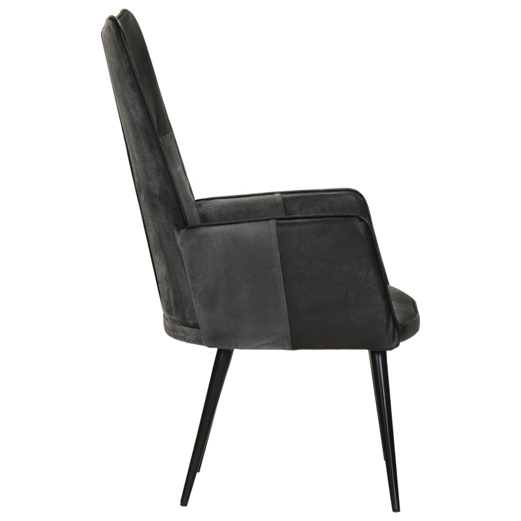 VidaXL Leren Fauteuil Zwart/Grijs - 41% Korting!