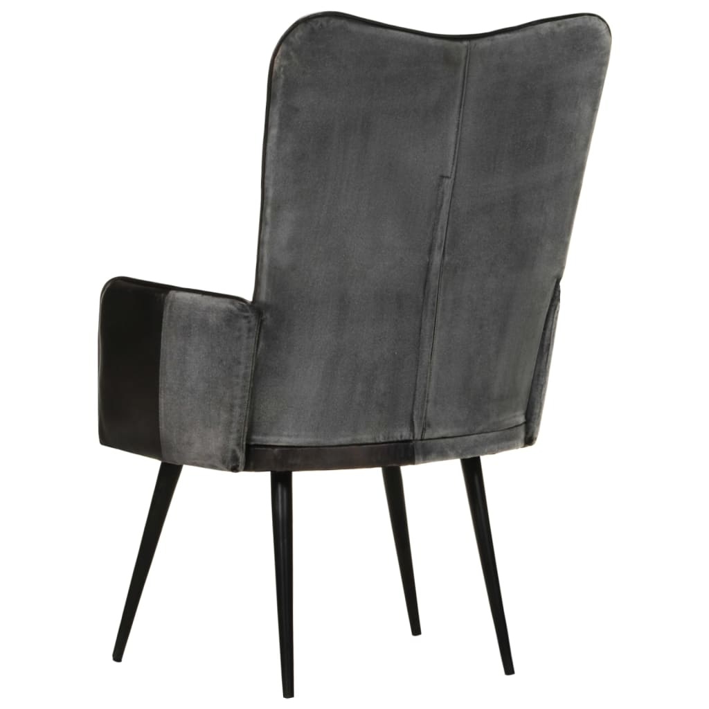 VidaXL Leren Fauteuil Zwart/Grijs - 41% Korting!